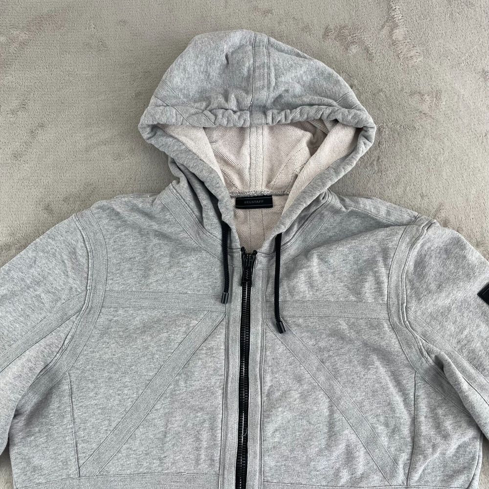 Belstaff England Biker Hoodie Men 2xl Grey French Terry Full Zip Pockets View 3